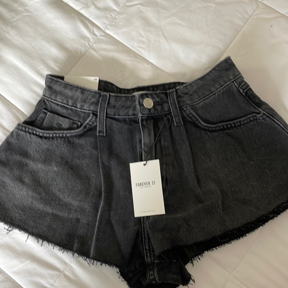 Black denim short